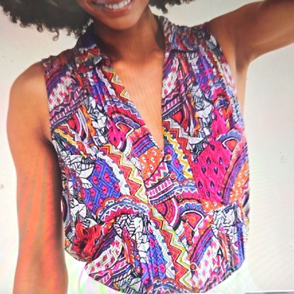 Mave Colorful Patterned Sleeveless Top